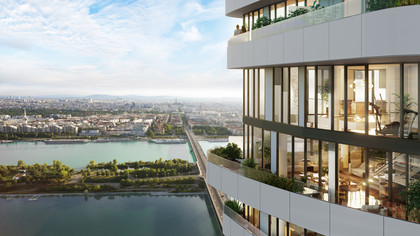 Elegant maisonette with premium amenities and views in a central location on the New Danube