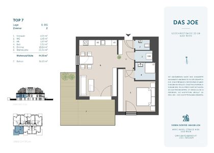 Suburbanes Cityapartment mit großem Balkon | 2 Zimmer | Provisionsfrei