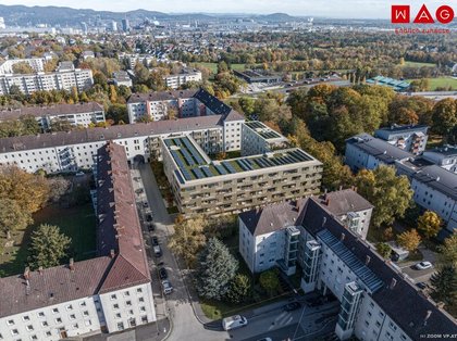 Sonnige 105 m² Luxusdachterrasse mit beeindruckendem Ausblick + Barrierefreiheit + Panoramafenster + Niedrige Betriebskosten dank innovativem Energiekonzept samt Deckenkühlung = Ein einzigartiger nachhaltiger Wohntraum!