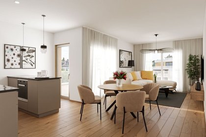 Helle 3-Zimmer-Wohnung mit 64 m² Terrasse & Pool (Erstbezug)!