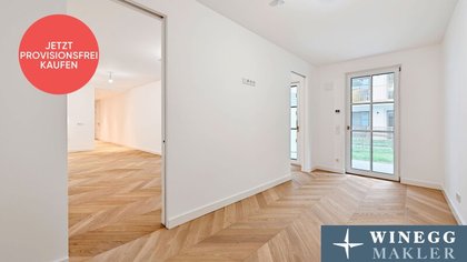 PROVISIONSFREI! ERSTBEZUG mit EIGENGARTEN und TERRASSE! Barrierefreies 2-Zimmer-Erdgeschoß in Toplage