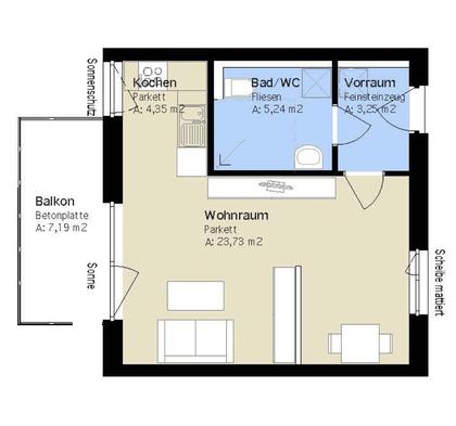 Moderne 1-Zimmer-Wohnung mit Balkon Moderne 1-Zimmer-Wohnung mit Balkon