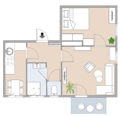 Helle 2,5-Zimmer Wohnung mit überdachtem Balkon Helle 2,5-Zimmer Wohnung mit überdachtem Balkon